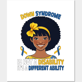 Down Syndrome Awareness Black American Afro Hair Trisomy 21 Posters and Art